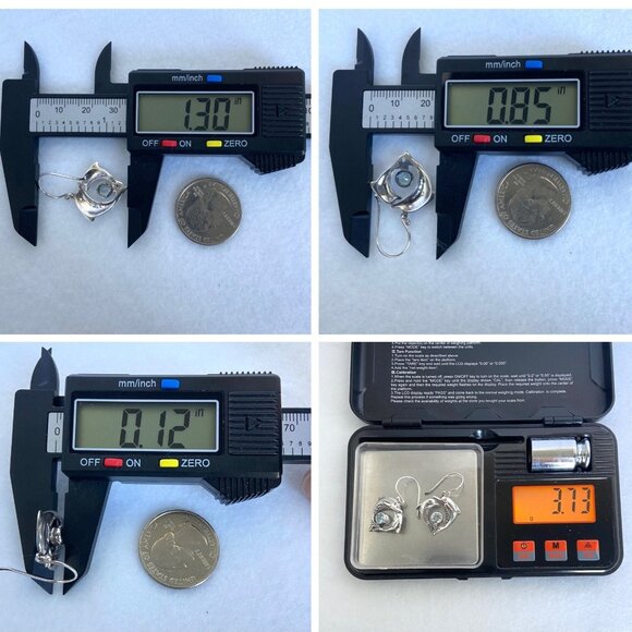 Sterling Silver 925 Blue Topaz Dolphin Earrings & Pendant Necklace Set 18" - Picture 11 of 16